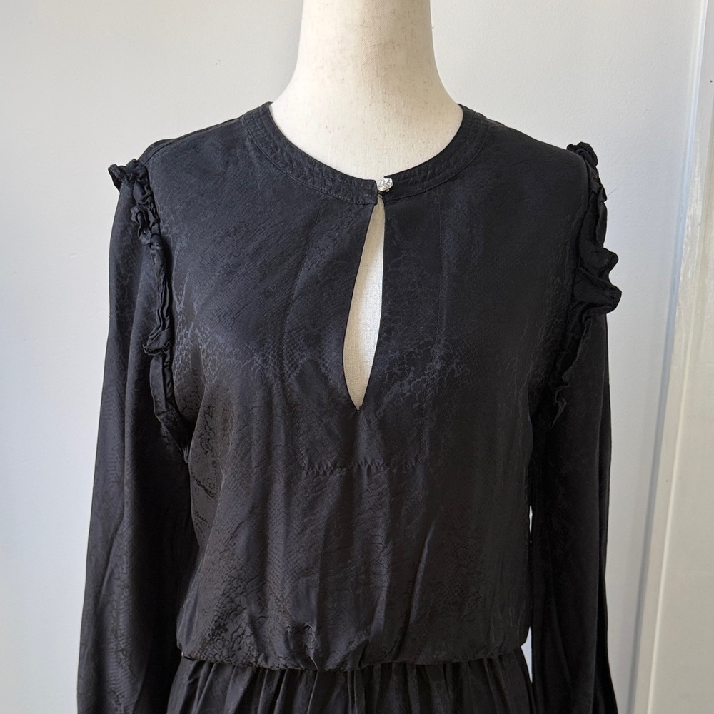 Zadig & Voltaire Black Maxi Dress Long Sleeve  Roar Jac Python Silk Blend Med - Picture 4 of 12